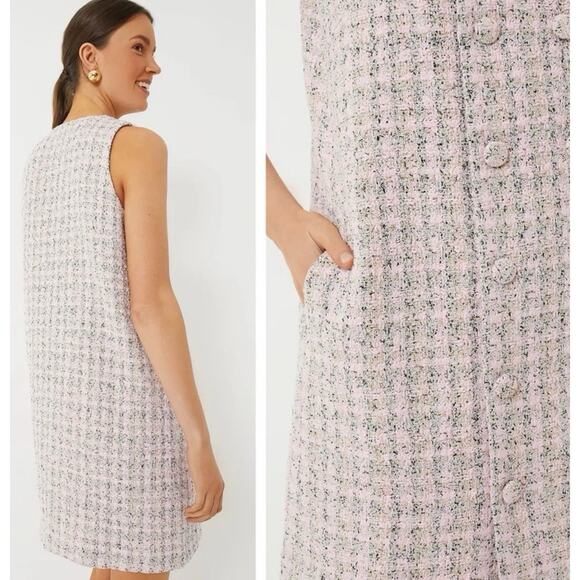 TUCKERNUCK Pomander Place Etherial Pink Tweed Bianca Dress NWT Size Medium - Picture 2 of 8